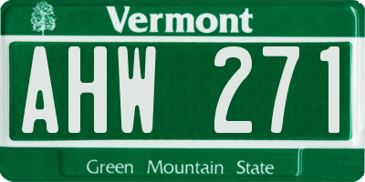 VT license plate AHW271