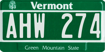 VT license plate AHW274