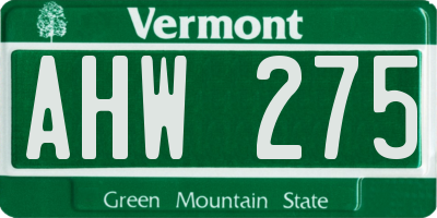 VT license plate AHW275
