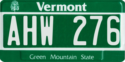 VT license plate AHW276