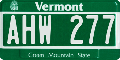VT license plate AHW277