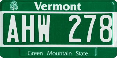 VT license plate AHW278