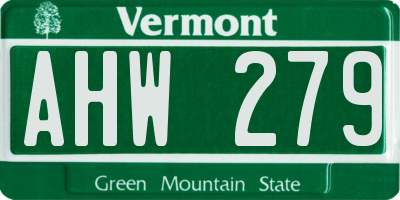 VT license plate AHW279