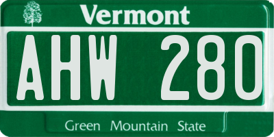 VT license plate AHW280