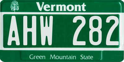 VT license plate AHW282
