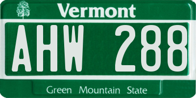 VT license plate AHW288