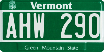 VT license plate AHW290