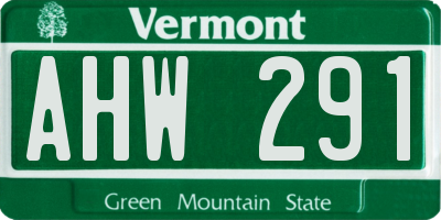 VT license plate AHW291