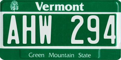VT license plate AHW294