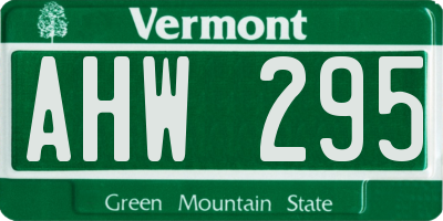 VT license plate AHW295
