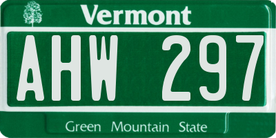 VT license plate AHW297