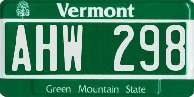VT license plate AHW298