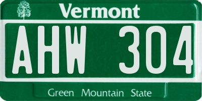VT license plate AHW304