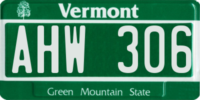 VT license plate AHW306