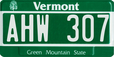 VT license plate AHW307
