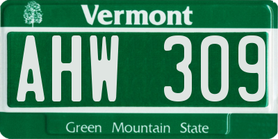 VT license plate AHW309