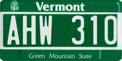 VT license plate AHW310