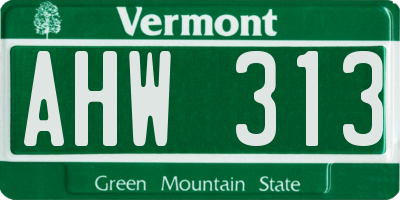 VT license plate AHW313