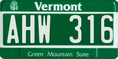 VT license plate AHW316