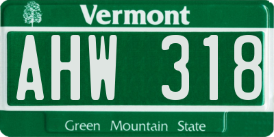 VT license plate AHW318
