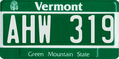 VT license plate AHW319