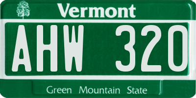 VT license plate AHW320