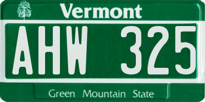 VT license plate AHW325