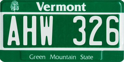 VT license plate AHW326