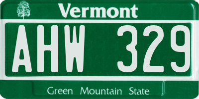 VT license plate AHW329