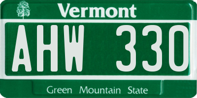 VT license plate AHW330