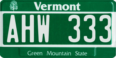 VT license plate AHW333