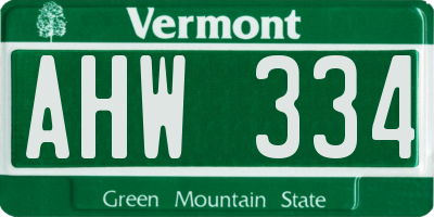 VT license plate AHW334