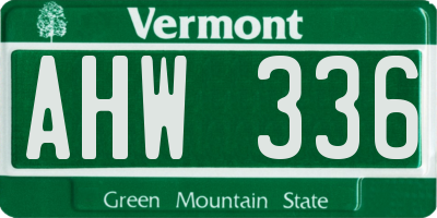 VT license plate AHW336
