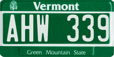 VT license plate AHW339