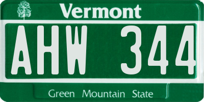 VT license plate AHW344