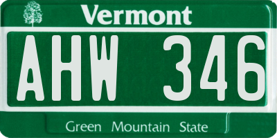 VT license plate AHW346