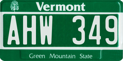 VT license plate AHW349