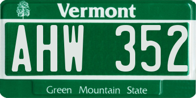 VT license plate AHW352