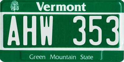 VT license plate AHW353