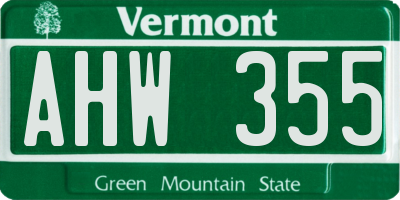 VT license plate AHW355