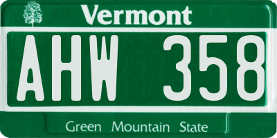 VT license plate AHW358