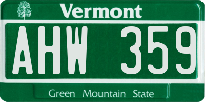 VT license plate AHW359