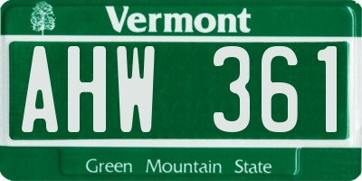 VT license plate AHW361
