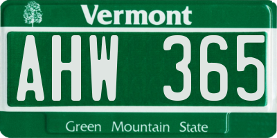 VT license plate AHW365