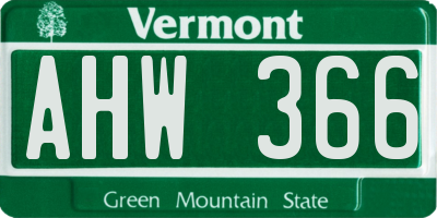 VT license plate AHW366