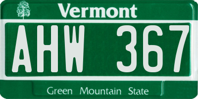 VT license plate AHW367