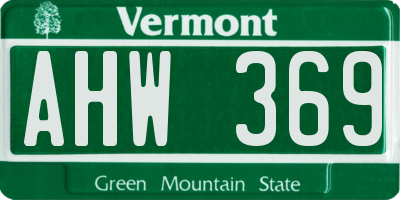 VT license plate AHW369