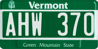 VT license plate AHW370