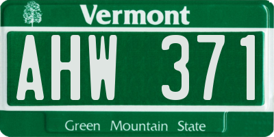 VT license plate AHW371