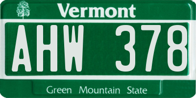 VT license plate AHW378